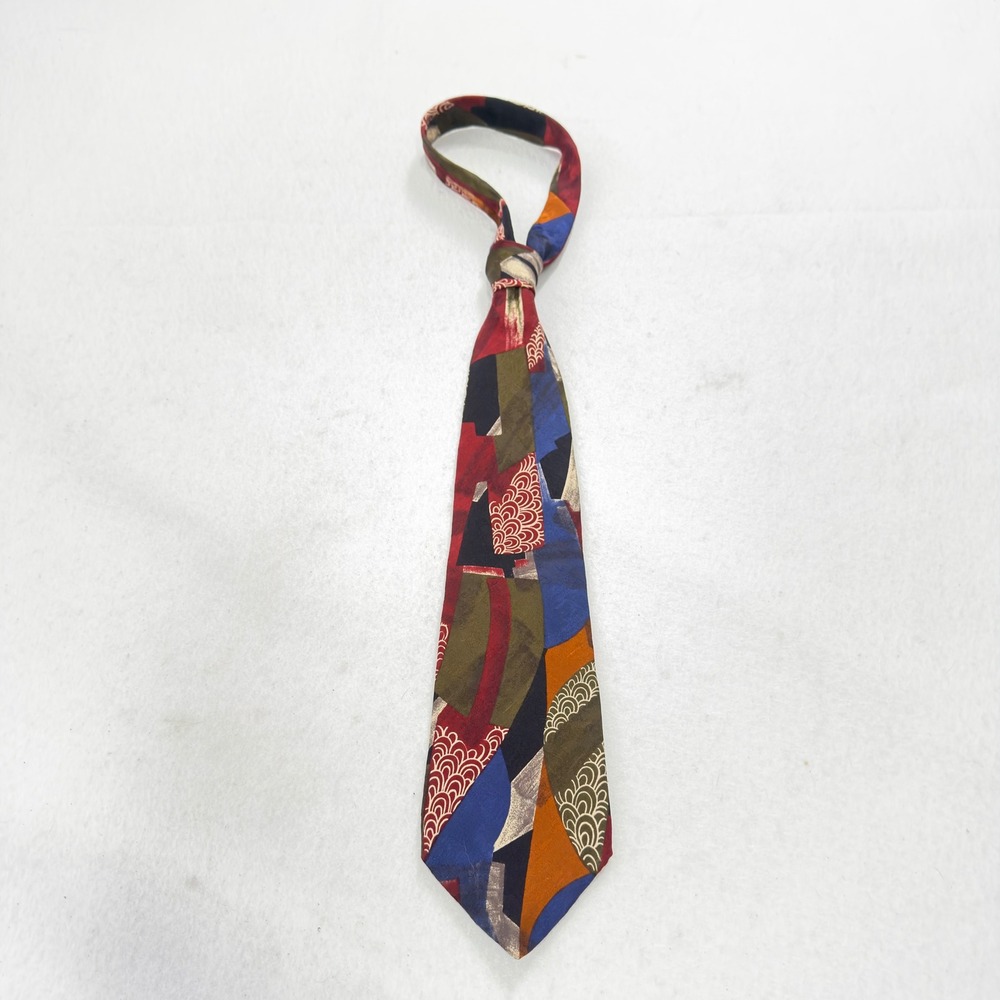 VTG Oscar de la Renta Silk Tie Couture Collection Abstract Geometric Made USA